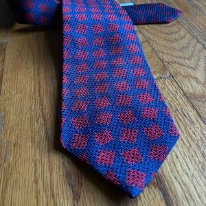 Charvet Red and Blue Geometric Tie. Brand New. 100% Silk.